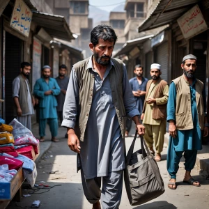 n and Wandering
A tired and worried middle-aged hazaran man with...