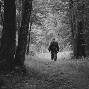 Show me a picture of a humanoid looking haircovered sasquatch wa...