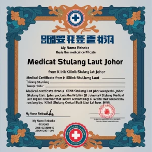 Medical certificate from klinik stulang laut Johor my name Rebec...