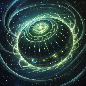 A shimmering, enigmatic mythological pulsar pod, pulsing with ot...