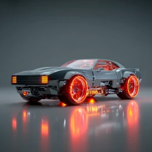 Generate an image of a futuristic muscle car retro vintage Camar...