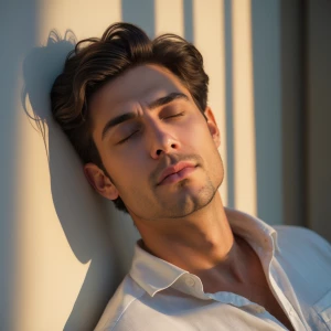 Ultra-realistic 4:3 fine-art portrait photograph of a naturally...