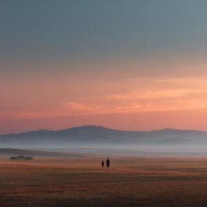 Create image 8K Quality Resolution A cold, windswept Mongolian s...