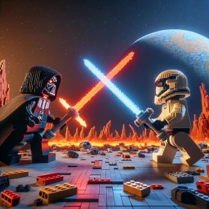 Lego darth vader vs lego obi wan kenobi in planet mustafa lego