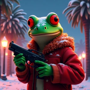 Character PEPE frog in GTA art style, highly detailed character...