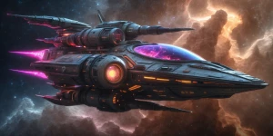 A dazzlingly unpredictable Nebula Drifter ship, each mechanical...