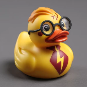 Create a whimsical 3D rubber duck with features that closely res...