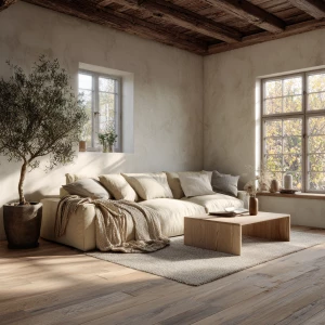 Create an ultra-realistic photo of a Scandinavian living room in...