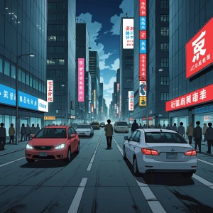 Image:
A modern city in full swing. Cars in motion, people walki...