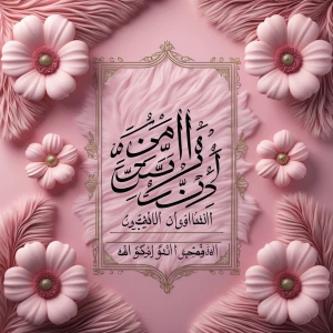 Islamic poster in soft pink tones with fur texture background, f...