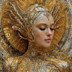 High detailed artwork in the style of Klimt, van Gogh, Alphonse...