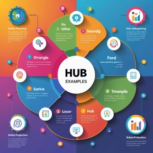 create colorful infographic 9:16 image fot the meaning of hub wi...