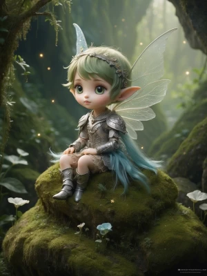 A delicately crafted plush pixie, intricately detailed yet whims...