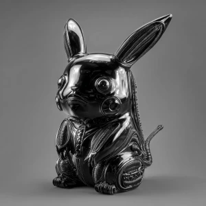 A pikachu fully realized as a Xenomorph creature, H.R. Giger bio...