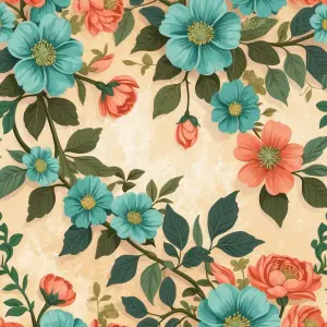 flat printable background paper, vintage bohemian floral vine pa...