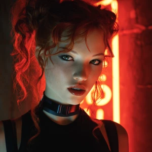 Cyberpunk romance redhead female supermodel