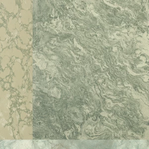 quiet sage-tinted marbled paper texture, parchment base with mut...