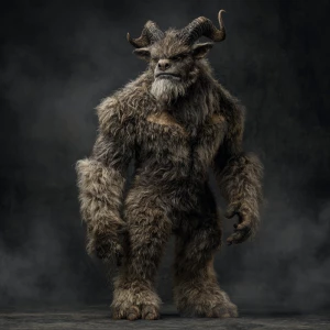 A powerful creature covered in thick fur, standing confidently w...