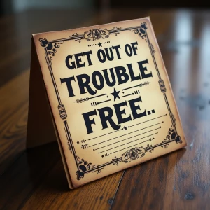Create an prison themed "Get Out of Trouble Free Card" that comb...