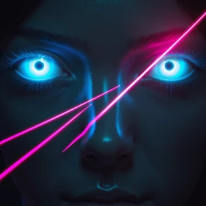 A cinematic logo animation featuring a close-up of glowing blue...