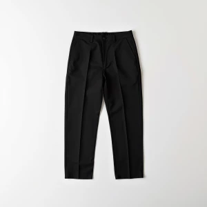 Create a minimalist flat lay composition with a classic Black st...