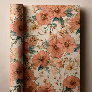 flat printable background paper, bohemian summer floral design w...