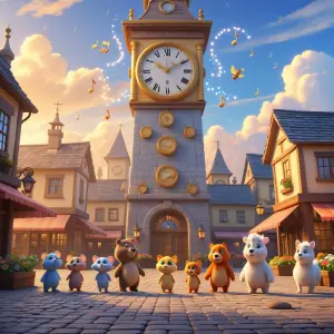 Scene Concept: Wide establishing shot of the entire village squa...