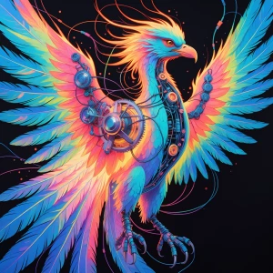 With resplendent circuitry adorning its iridescent feathers, the...