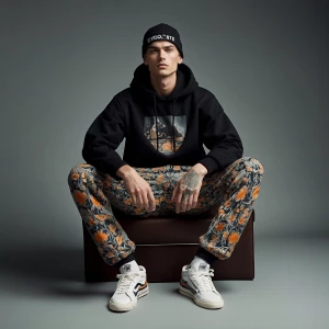 Put SPØJΛ on some sweatpants with cool vintage designs all aroun...