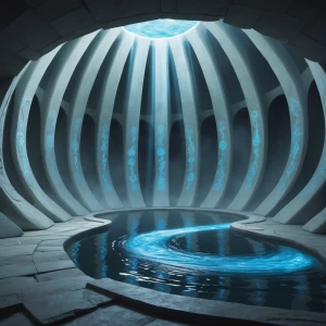 Create an image of the Dreamwell Chamber: A vast, circular chamb...