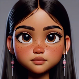 "Mujer adolescente latina de 15 años, piel morena clara con tono...