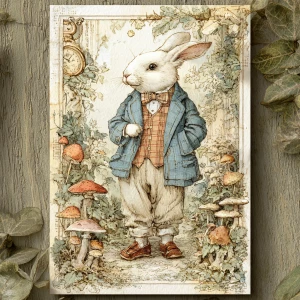 Print-ready junk journal page, A4 portrait full-bleed (approx. 2...