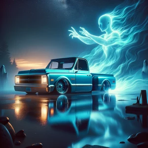 A classic chrome candy cyan blue   1983 C10 truck short whell ba...