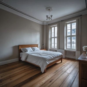 Empty bedroom wood floors
