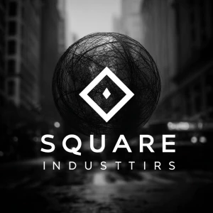 Create a logo design featuring a sphere inside a square placed o...