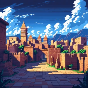 pixel art ancient town