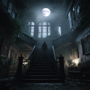 Create an image that captures an otherworldly and eerie scene in...