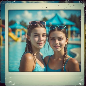 Cute teenage girls at the water park