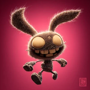 Stylized character  portrait of a mischievous designer toy creat...