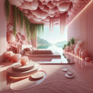 Generate an image of the Roselight Room: Picture a serene oasis...