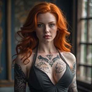 full body red haired model