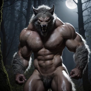 In the moonlit forest clearing,  a  lycan is been whatched while...