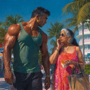 Hyperrealism,oil painting.a muscular sweaty indian  villain man,...