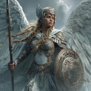 A hyper-detailed portrait of a Valkyrie, Norse warrior maiden of...