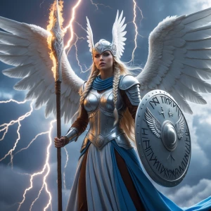 A hyper-detailed portrait of a Valkyrie, Norse warrior maiden of...