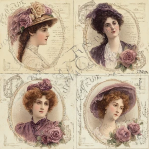 Victorian Mauve Rose Cameo Ladies – 4 Cards (Ornate Ovals)
Prin...
