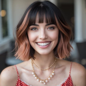 A head-and-shoulders portrait shows a young woman with a bob hai...