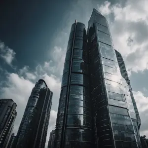 a 2d image of a futuristic skyscraper
