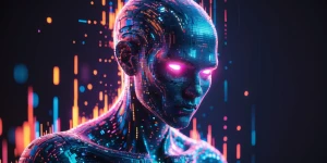 A glitchy phantasmal modular migrant, its pixelated form shimmer...