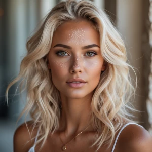 Beautiful blonde girl with radiance beautiful tan skin